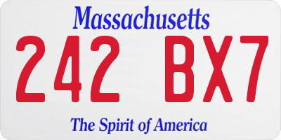 MA license plate 242BX7