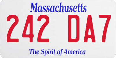 MA license plate 242DA7