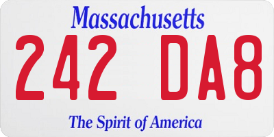 MA license plate 242DA8