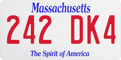 MA license plate 242DK4