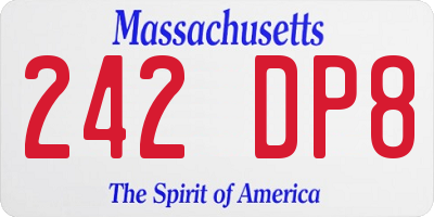 MA license plate 242DP8