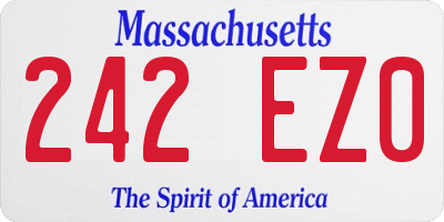 MA license plate 242EZ0