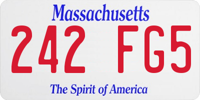 MA license plate 242FG5