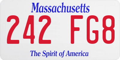 MA license plate 242FG8