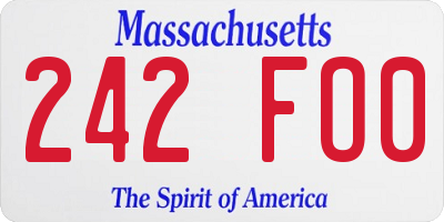 MA license plate 242FO0