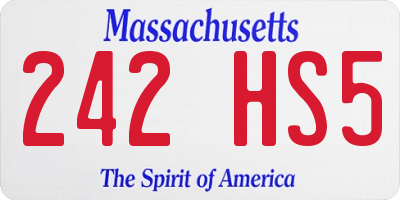 MA license plate 242HS5