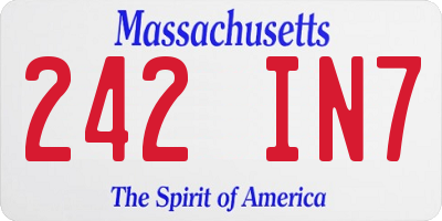 MA license plate 242IN7
