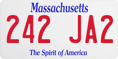 MA license plate 242JA2