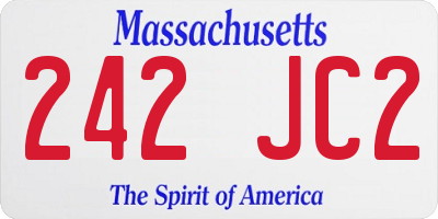 MA license plate 242JC2
