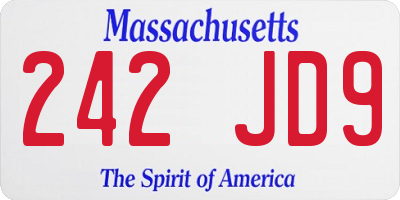 MA license plate 242JD9