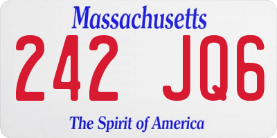 MA license plate 242JQ6