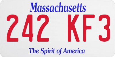 MA license plate 242KF3