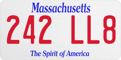 MA license plate 242LL8