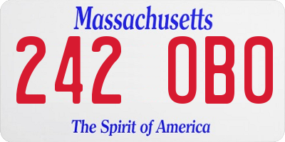 MA license plate 242OB0