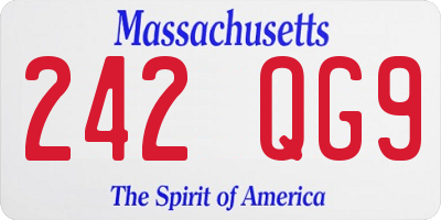 MA license plate 242QG9