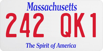 MA license plate 242QK1