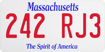 MA license plate 242RJ3