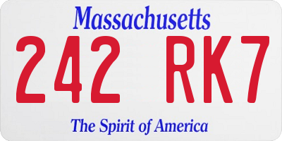 MA license plate 242RK7