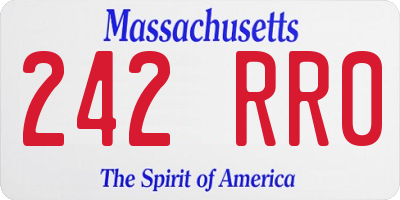 MA license plate 242RR0