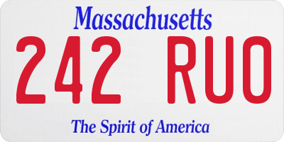MA license plate 242RU0