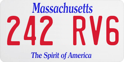 MA license plate 242RV6