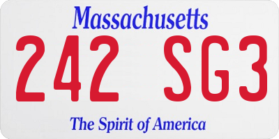 MA license plate 242SG3
