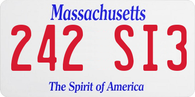 MA license plate 242SI3