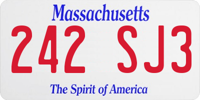 MA license plate 242SJ3