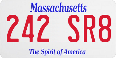MA license plate 242SR8