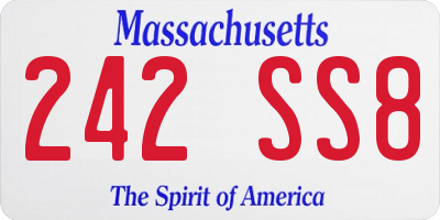 MA license plate 242SS8