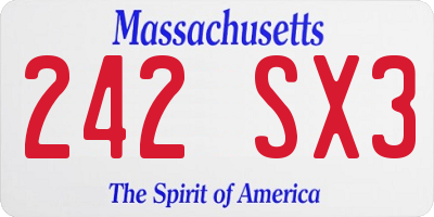 MA license plate 242SX3