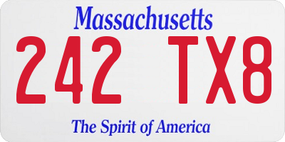 MA license plate 242TX8