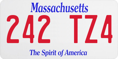 MA license plate 242TZ4