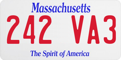 MA license plate 242VA3