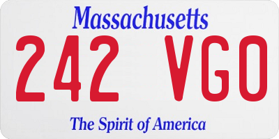 MA license plate 242VG0