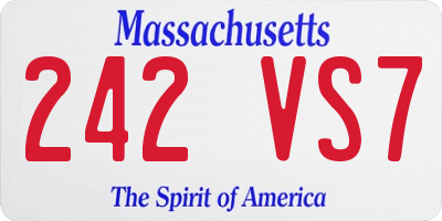 MA license plate 242VS7