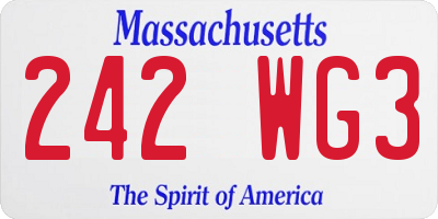 MA license plate 242WG3