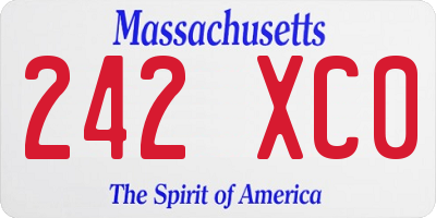MA license plate 242XC0