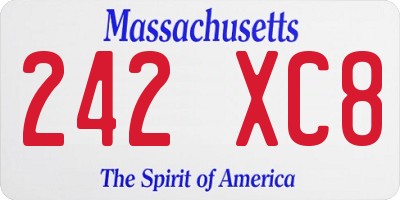 MA license plate 242XC8