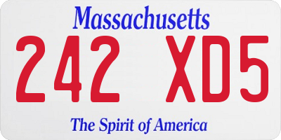 MA license plate 242XD5