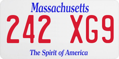 MA license plate 242XG9