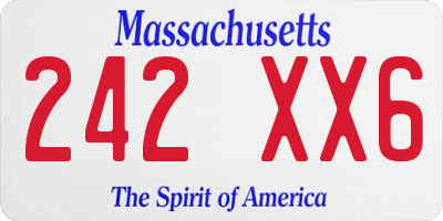 MA license plate 242XX6