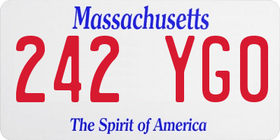 MA license plate 242YG0
