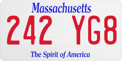MA license plate 242YG8