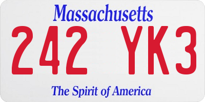 MA license plate 242YK3