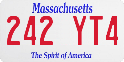 MA license plate 242YT4