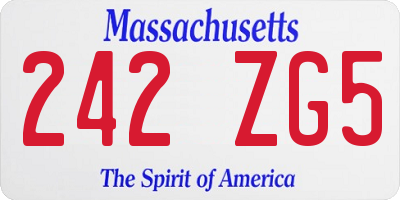 MA license plate 242ZG5