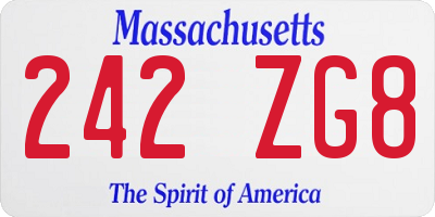 MA license plate 242ZG8