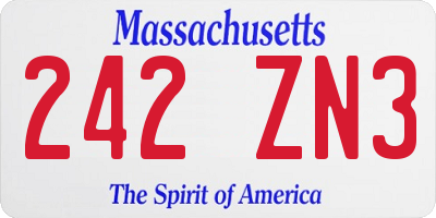MA license plate 242ZN3