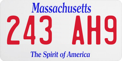 MA license plate 243AH9